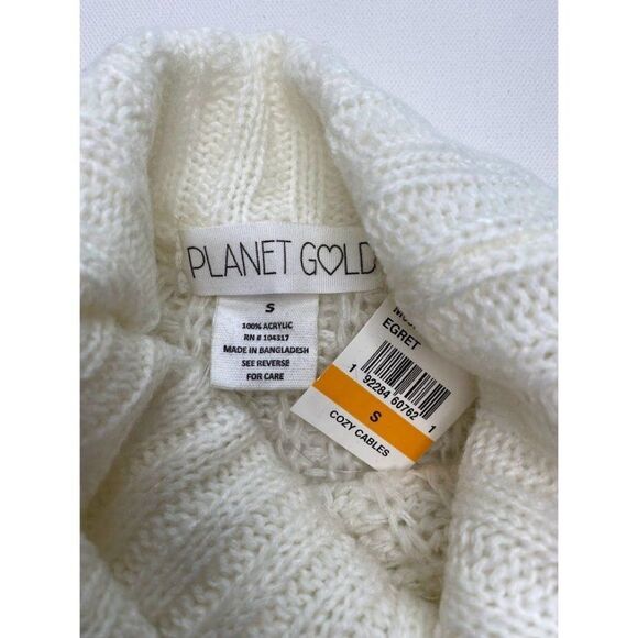 Planet Gold Cowl Neck Sweater Top Women's SMALL Ivory White Open Knit Soft NEW - Picture 3 of 9